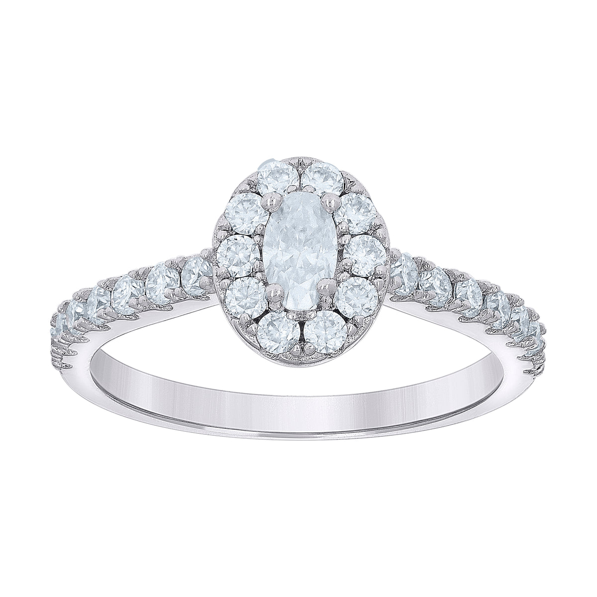 925 Sterling Silver Womens Oval Round 0.86ct Moissanite Oval Engagement Ring