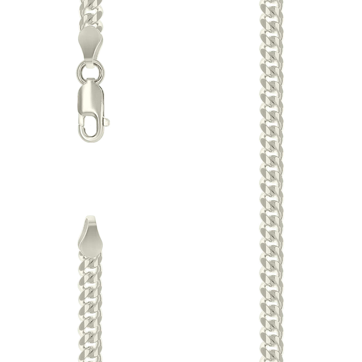 925 Silver Solid Miami Cuban Chain 4mm-9"