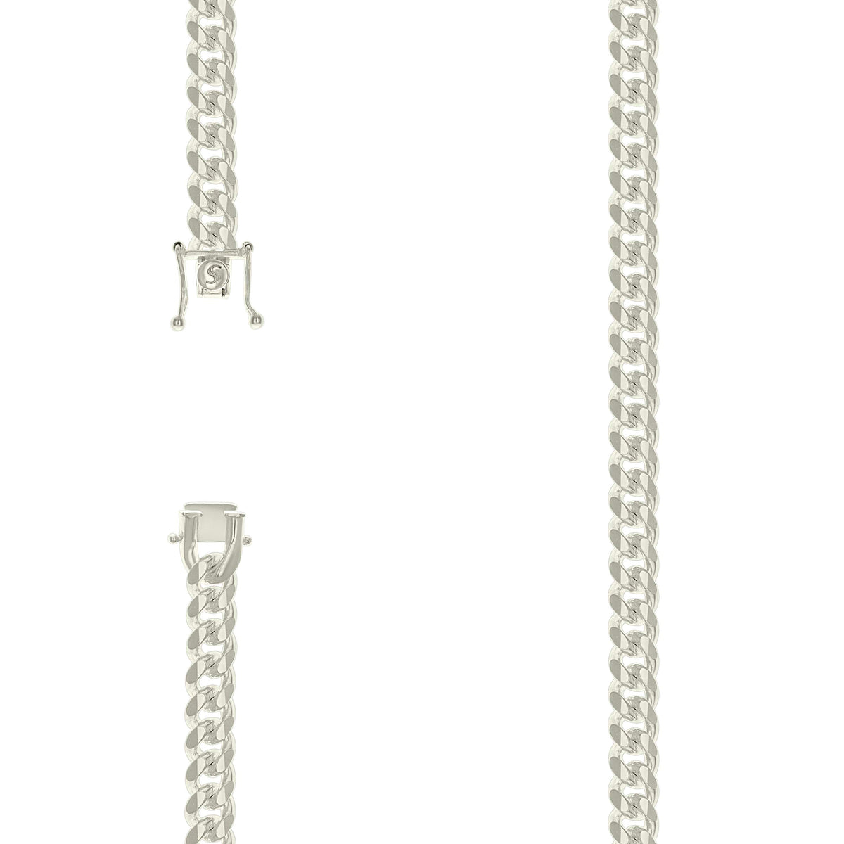 925 Silver Solid Miami Cuban Chain 7mm-8"