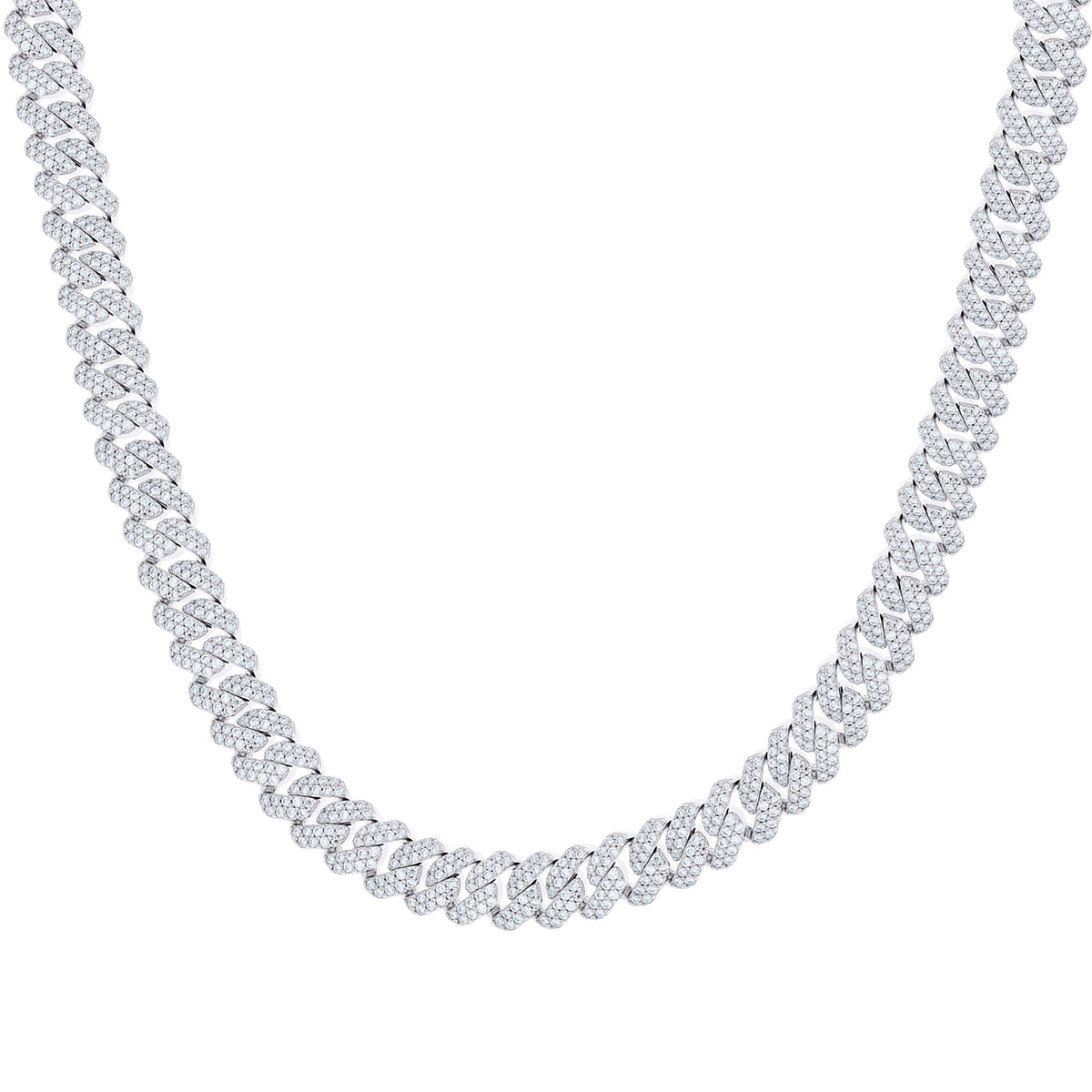 925 Sterling Silver Unisex Moissanite Monaco Chain Necklace 10mm 24 Inches