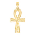 10K Yellow Gold Unisex Egyptian Ankh Cross Religious Charm Pendant