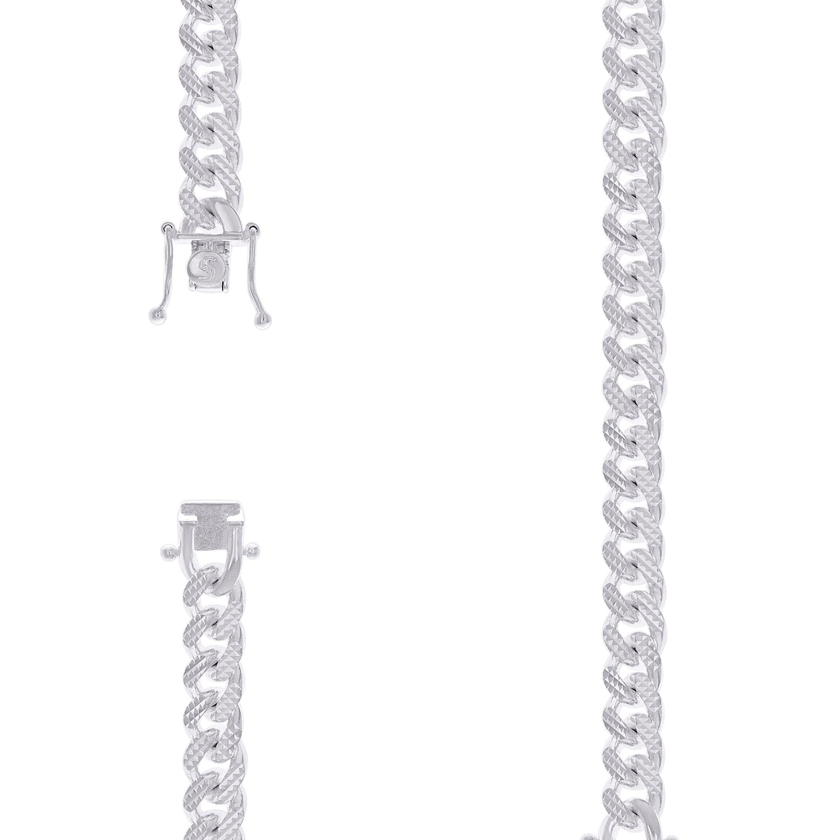 925 Silver Solid Miami Cuban Pyramid Chain 9.8mm