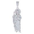 925 Sterling Silver Mens Cubic-Zirconia St. Jude Religious Charm Pendant