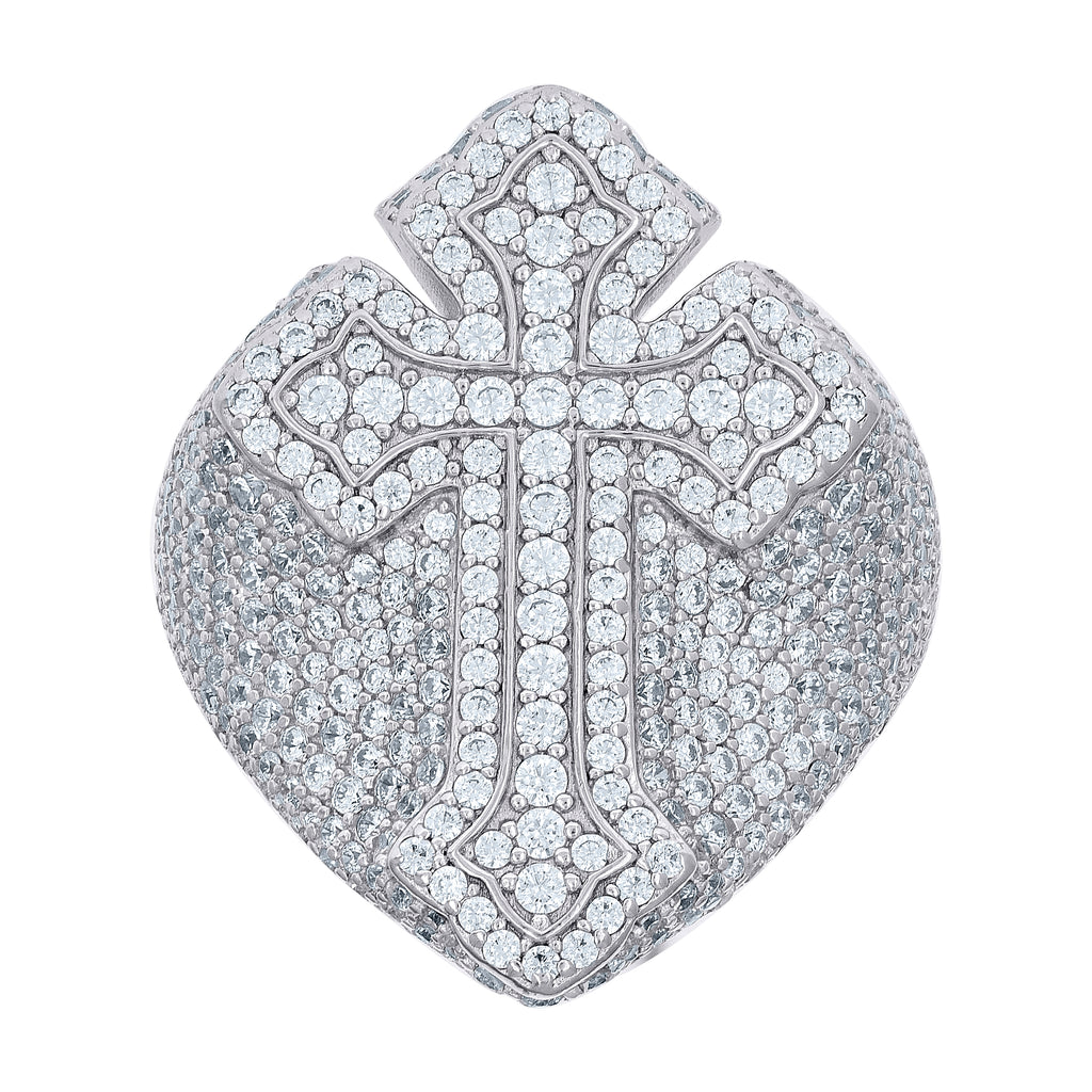 925 Sterling Silver Mens 3.60ct Moissanite Cross Religious Ring Size 12
