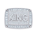 925 Sterling Silver Mens 0.79ct Round, 2.15ct Baguette Moissanite KING Square Head Fashion Ring Size 11
