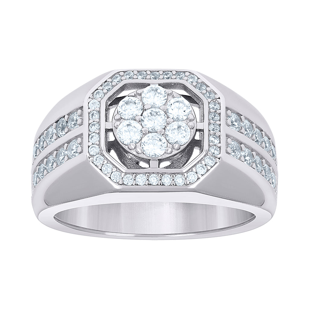 925 Sterling Silver Mens 1.55ct Moissanite Octagon Head Fashion Ring