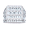 925 Sterling Silver Mens 3.63ct Round, 4.03ct Baguette Moissanite Square Head Fashion Ring Size 10