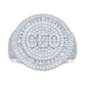 925 Sterling Silver Mens 2.30ct Round, 1.37ct Baguette Moissanite CEO Round Head Fashion Ring Size 10
