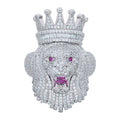 925 Sterling Silver Mens Pink White 2.92ct Moissanite Leo/Lion Zodiac Sign/Wildlife Ring
