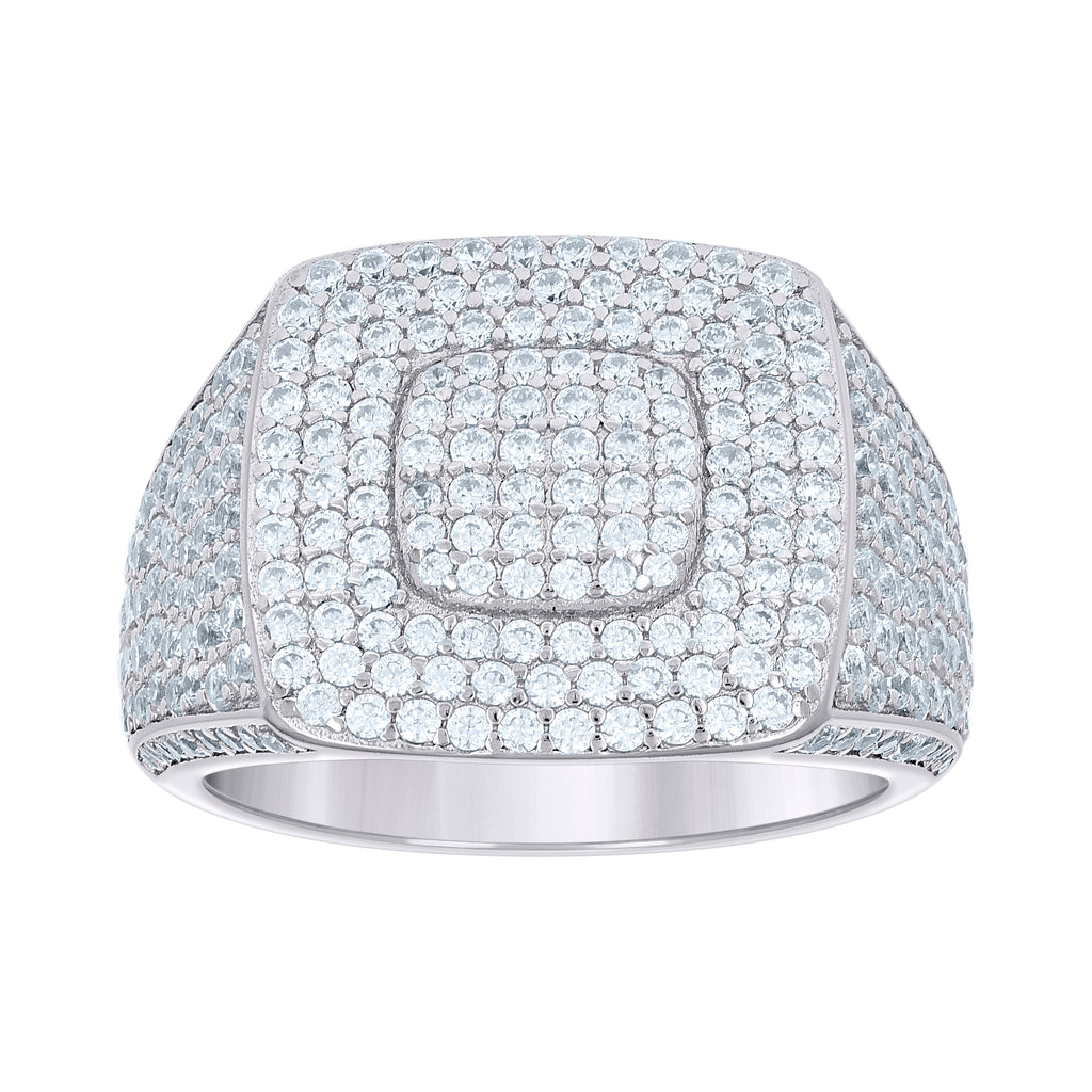 925 Sterling Silver Mens 3.49ct Moissanite Square Head Fashion Ring Size 12