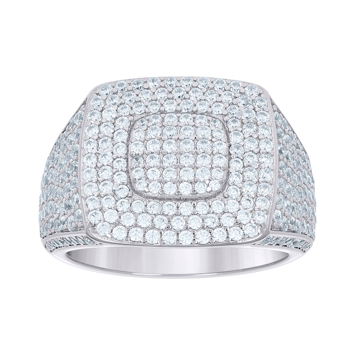 925 Sterling Silver Mens 3.49ct Moissanite Square Head Fashion Ring Size 12