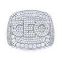925 Sterling Silver Mens 3.86ct Round, 0.58ct Baguette Moissanite CEO Square Head Fashion Ring Size 11