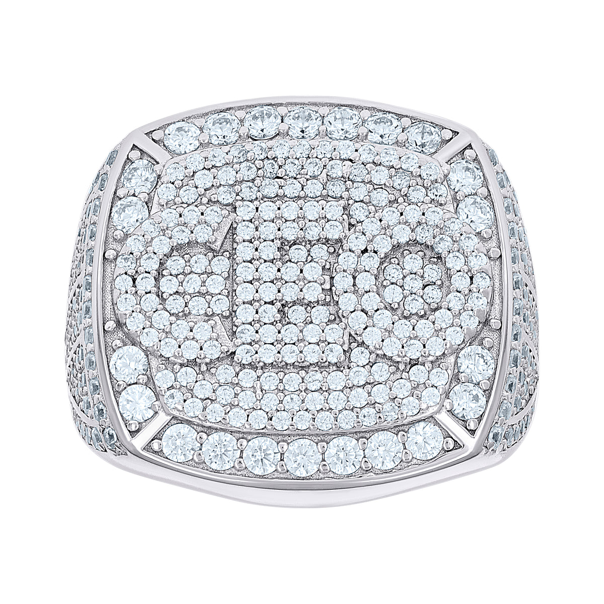 925 Sterling Silver Mens 3.86ct Round, 0.58ct Baguette Moissanite CEO Square Head Fashion Ring Size 12