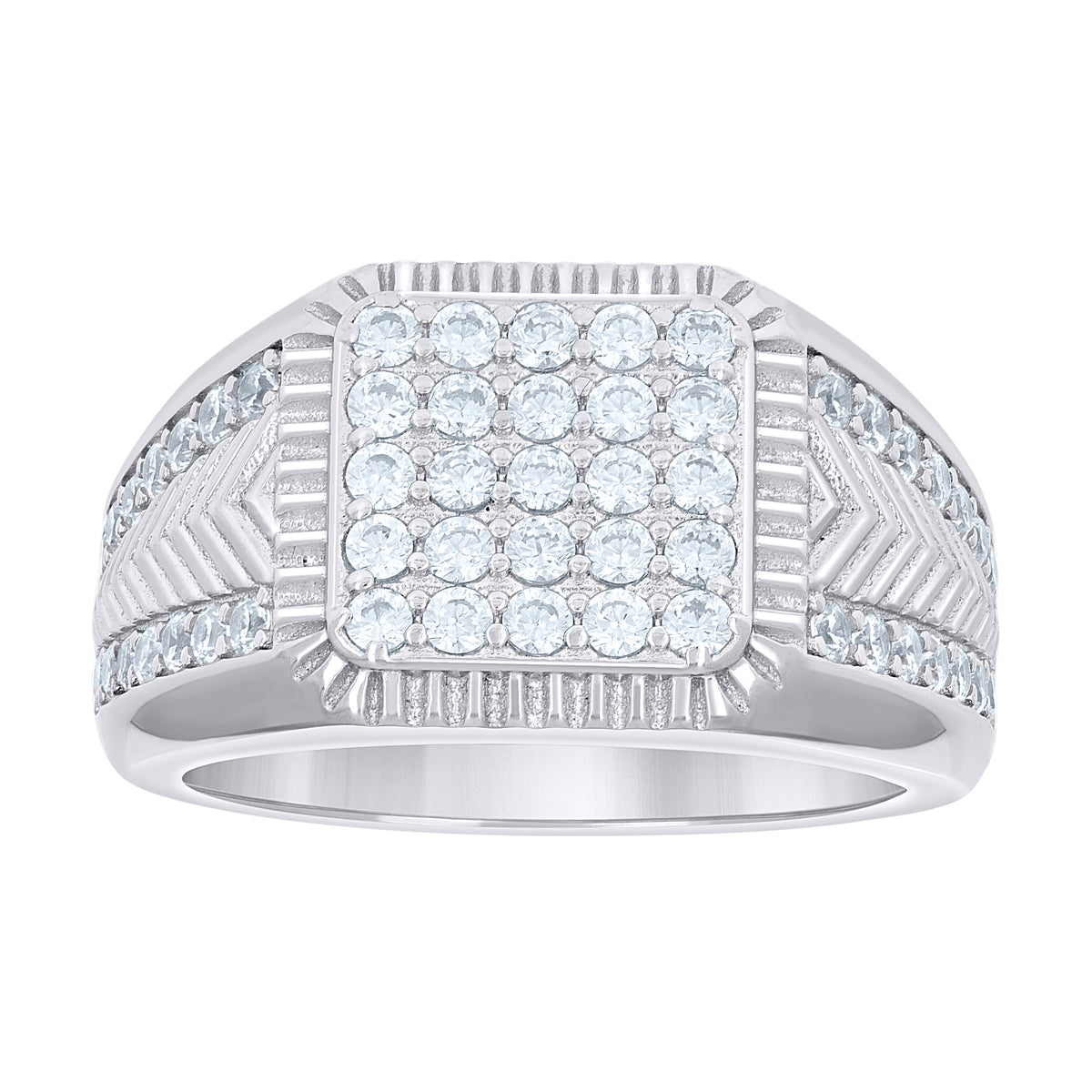 925 Sterling Silver Mens Square Head Fashion 1.58ct Moissanite Ring Size S10