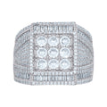 925 Sterling Silver Mens Round Baguette 3.65ct, 1.28ct Moissanite Square Head Fashion Ring