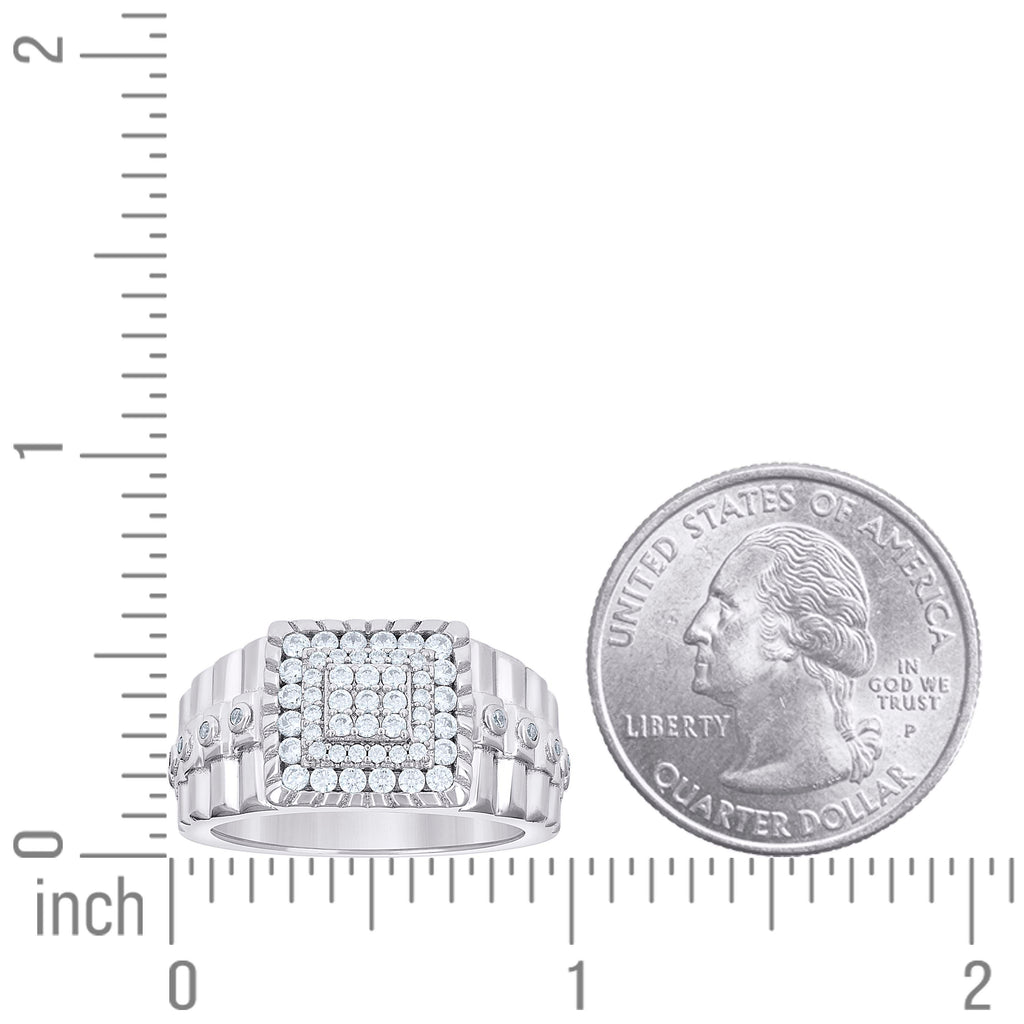 925 Sterling Silver Mens 0.88ct Moissanite Square Head Fashion Ring