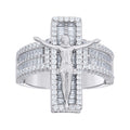 925 Sterling Silver Mens Baguette Round Cubic-Zirconia Crucifix Religious Ring S10