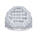 925 Sterling Silver Mens Princess-Cut/Baguette Round Cubic-Zirconia Octagon Head Fashion Ring