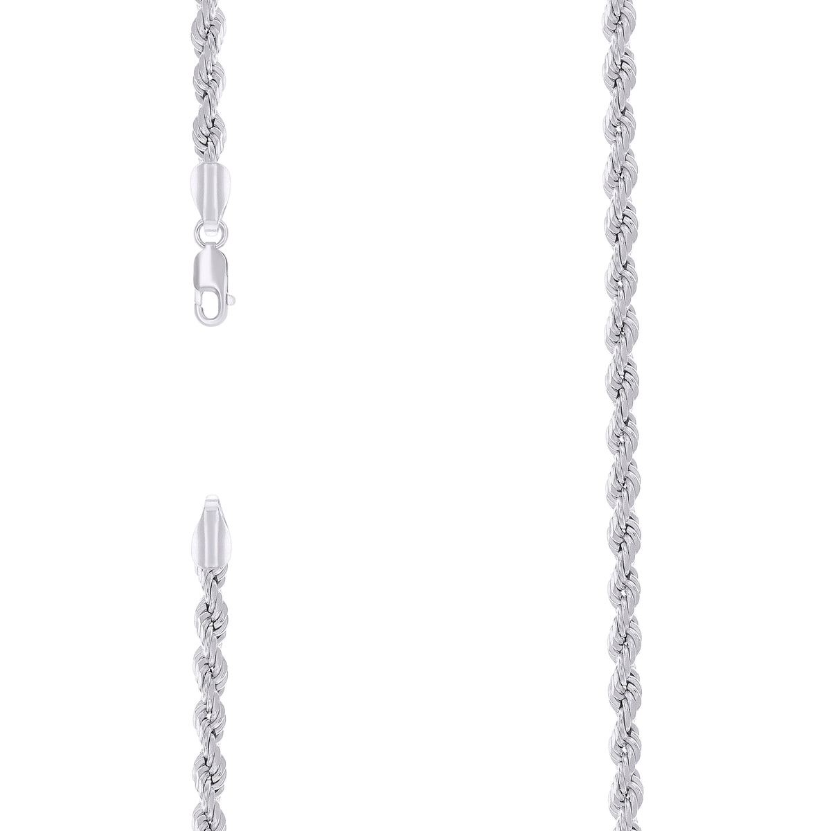 925 Silver Hollow Rope Chain 3mm-8"