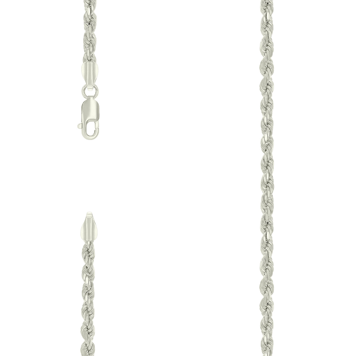 925 Silver Hollow Rope Chain 3.5mm-7"
