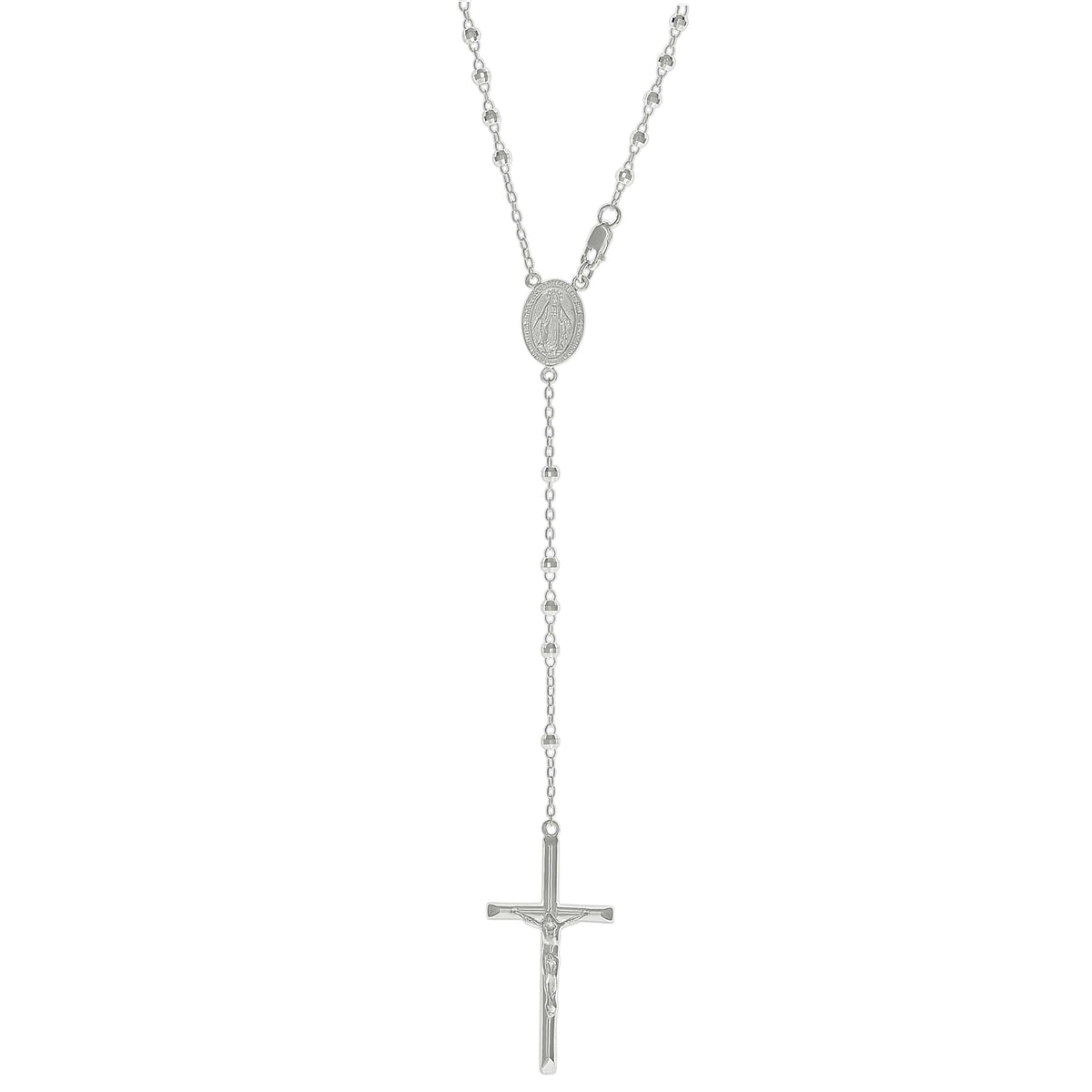 925 Sterling Silver Unisex Rosary Necklace 3mm Size 22 Inches