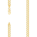 925 Silver Solid Super Flat Cuban Chain Yellow 6mm
