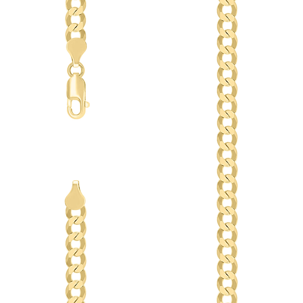 925 Silver Solid Super Flat Cuban Chain Yellow 6mm-24