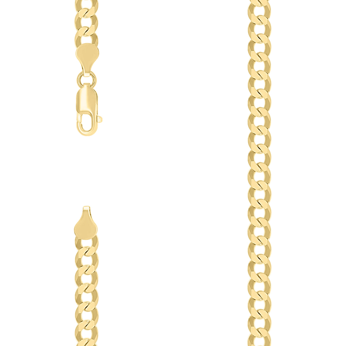 925 Silver Solid Super Flat Cuban Chain Yellow 6mm-16