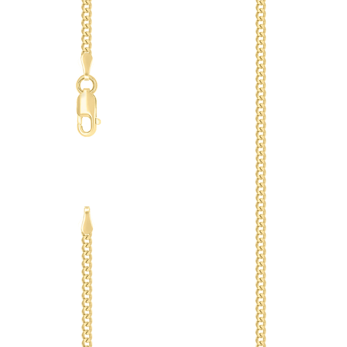 925 Silver Solid Super Flat Cuban Chain Yellow 2mm-20