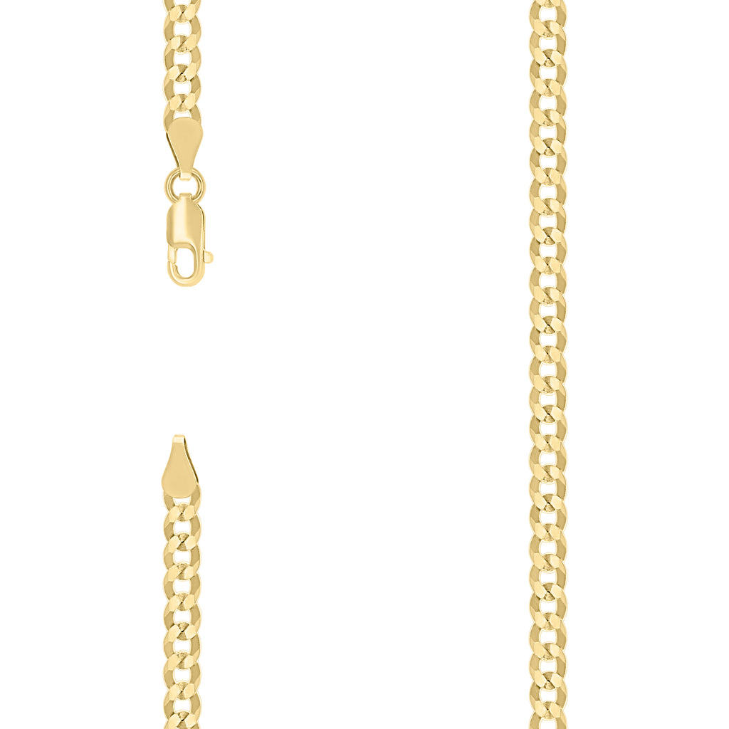 925 Silver Solid Super Flat Cuban Chain Yellow 3.7mm-9