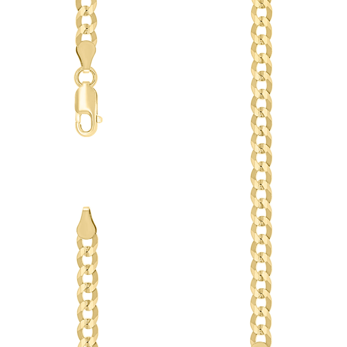 925 Silver Solid Super Flat Cuban Chain Yellow 4.2mm-18