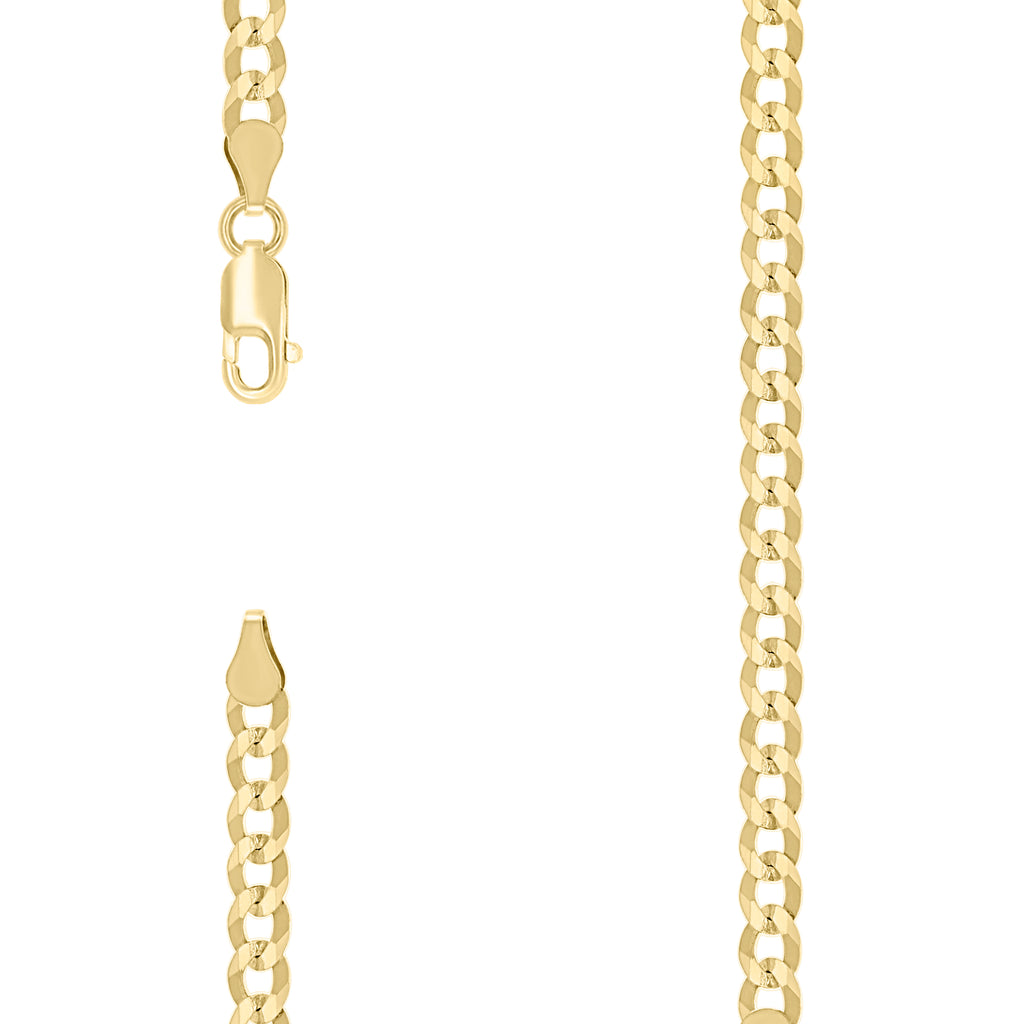 925 Silver Solid Super Flat Cuban Chain Yellow 4.2mm-16