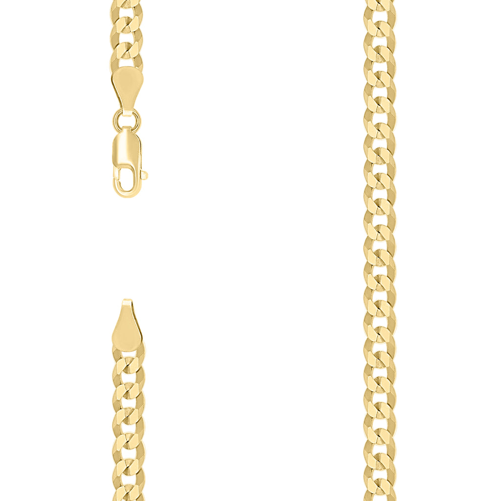 925 Silver Solid Super Flat Cuban Chain Yellow 5.2mm-8
