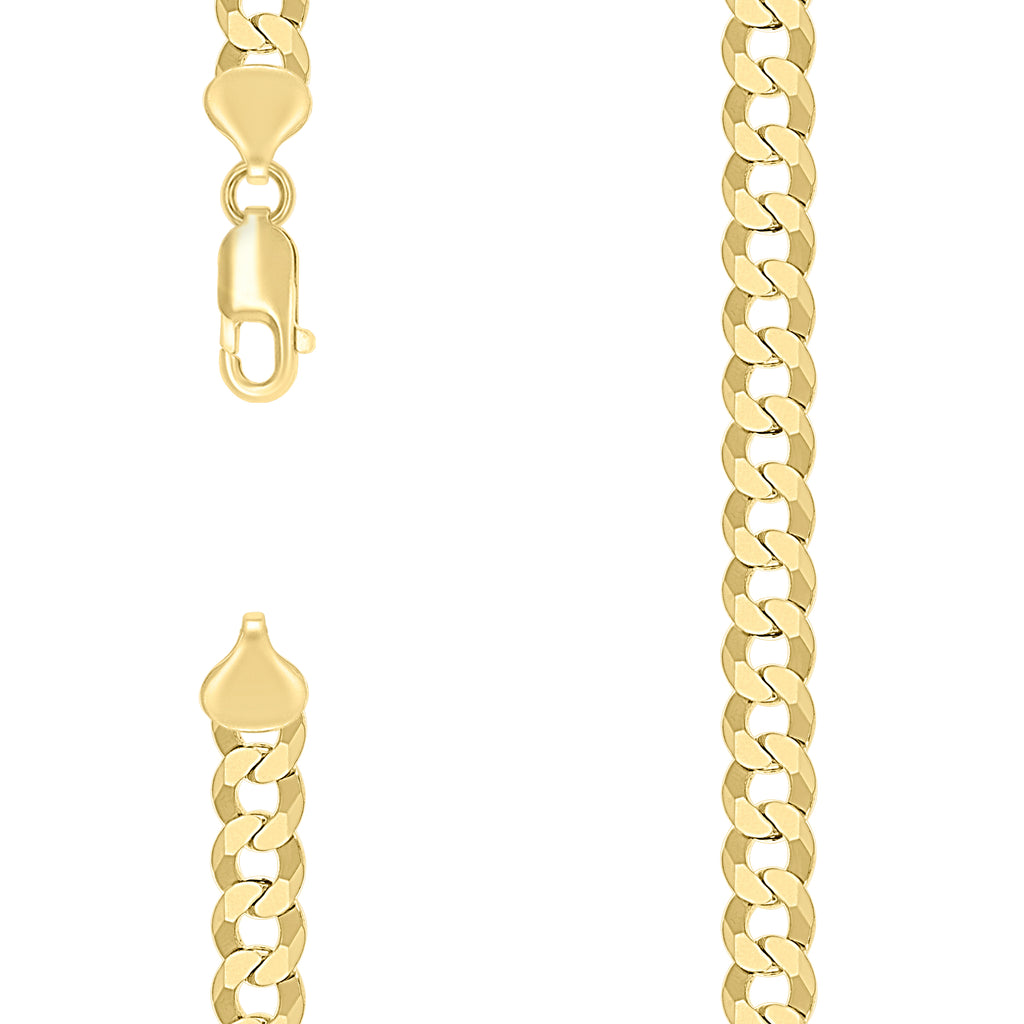 925 Silver Solid Super Flat Cuban Chain Yellow 7.4mm-20