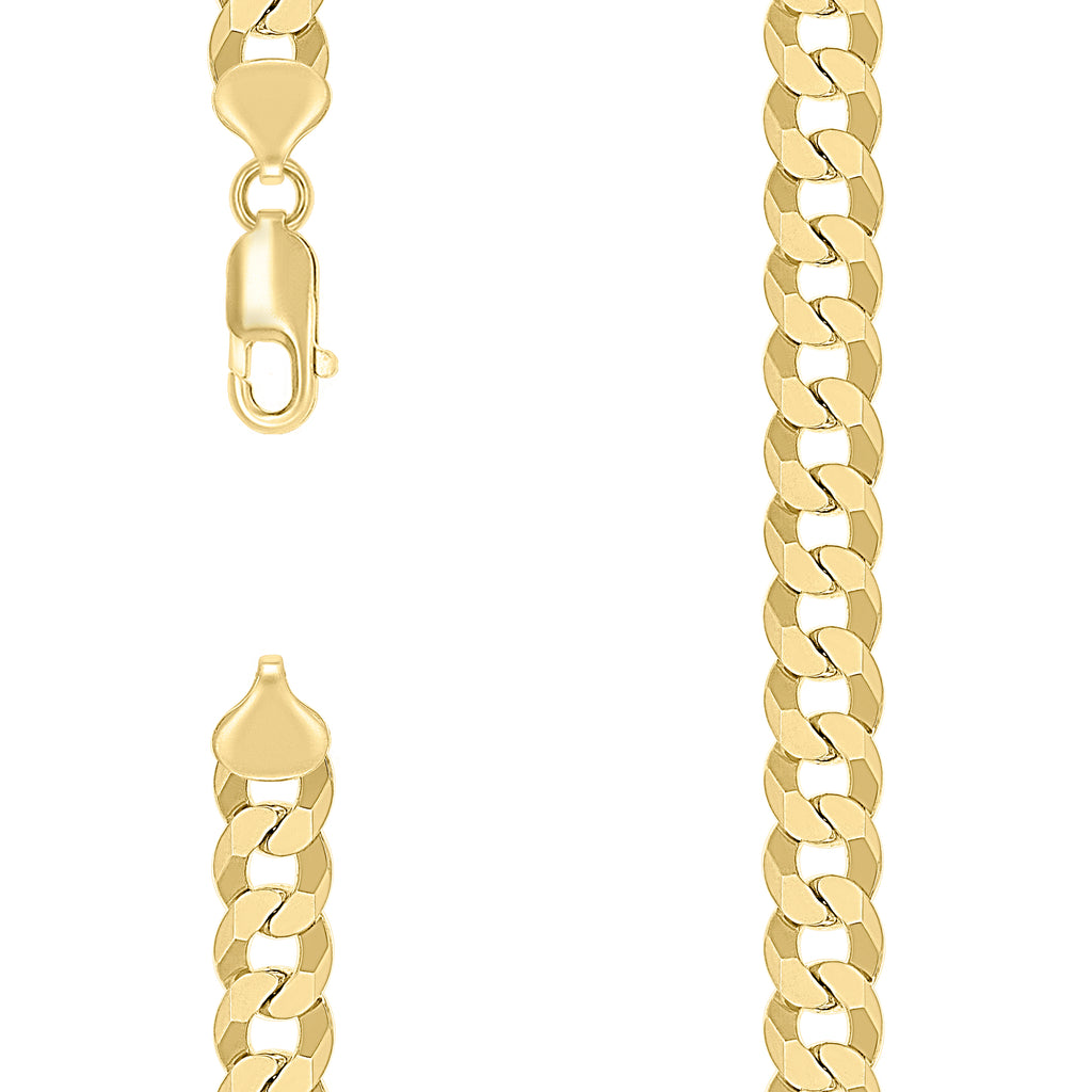 925 Silver Solid Super Flat Cuban Chain Yellow 8.7mm-22
