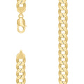925 Silver Solid Super Flat Cuban Chain Yellow 10.5mm