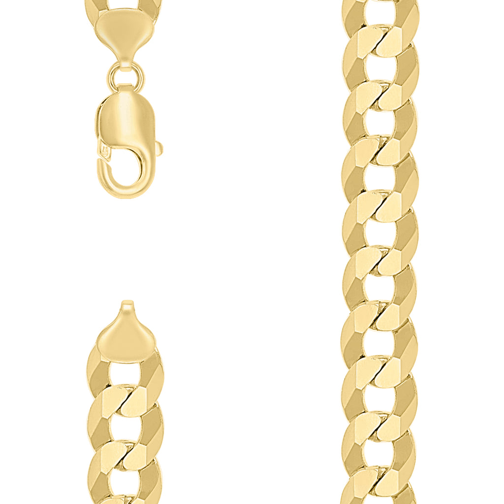 925 Silver Solid Super Flat Cuban Chain Yellow 12.5mm-8
