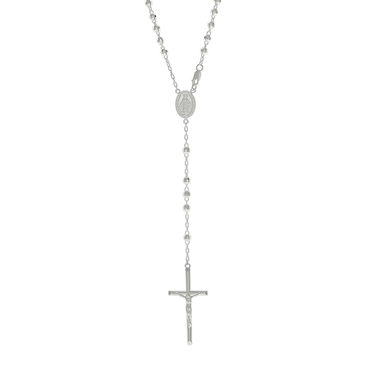 925 Sterling Silver Unisex Rosary Necklace 4mm