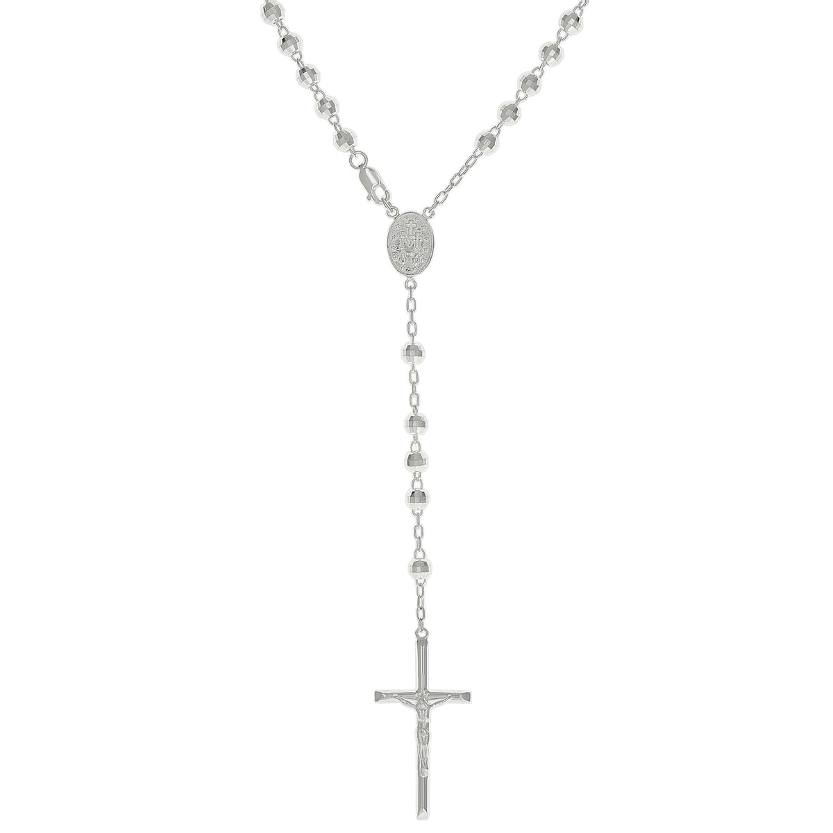 925 Sterling Silver Unisex Rosary Necklace 5mm Size 26 Inches