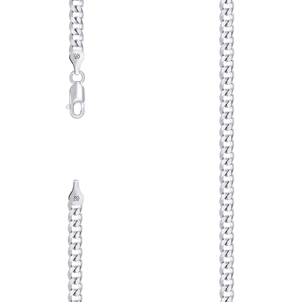 925 Silver Solid Super Flat Cuban Chain 3.7mm-8