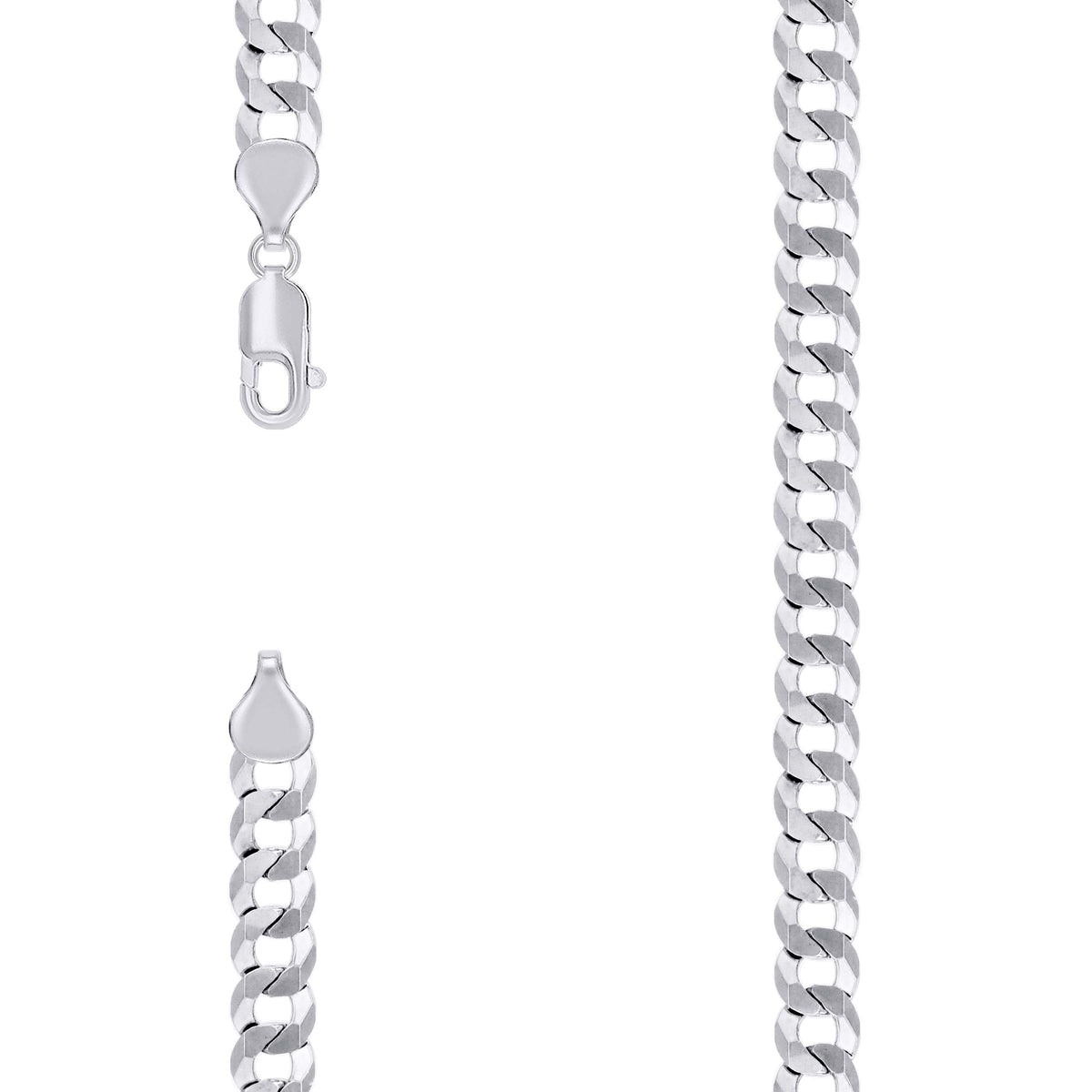 925 Silver Solid Super Flat Cuban Chain 7.2mm-26