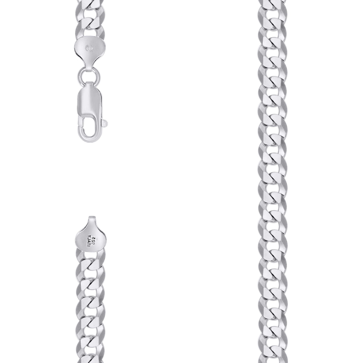 925 Silver Solid Super Flat Cuban Chain 7.8mm-26