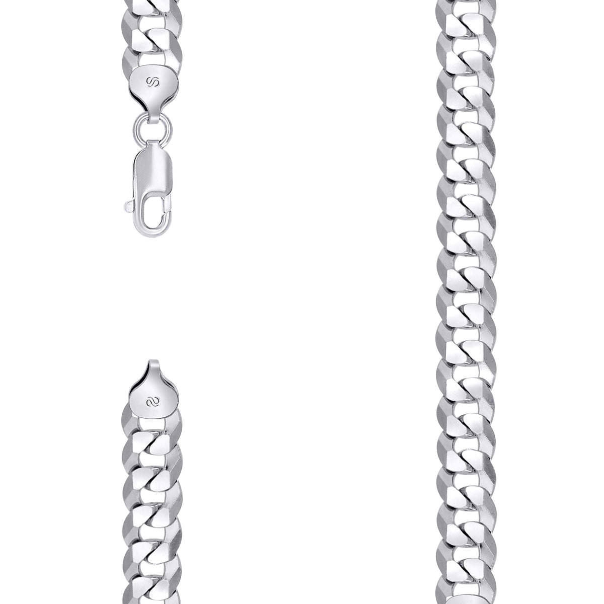 925 Silver Solid Super Flat Cuban Chain 10mm-24