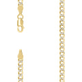 925 Silver Solid Super Flat Cuban Chain Two-tone 3.7mm-9