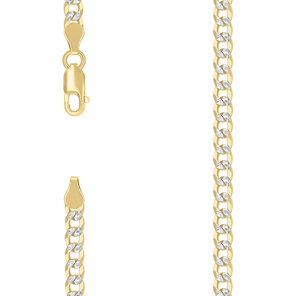 925 Silver Solid Super Flat Cuban Chain Two-tone 4.2mm-16