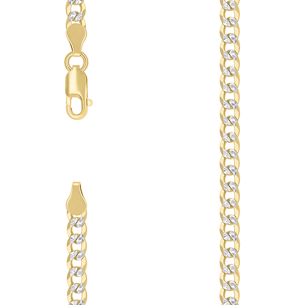 925 Silver Solid Super Flat Cuban Chain Two-tone 4.2mm-22