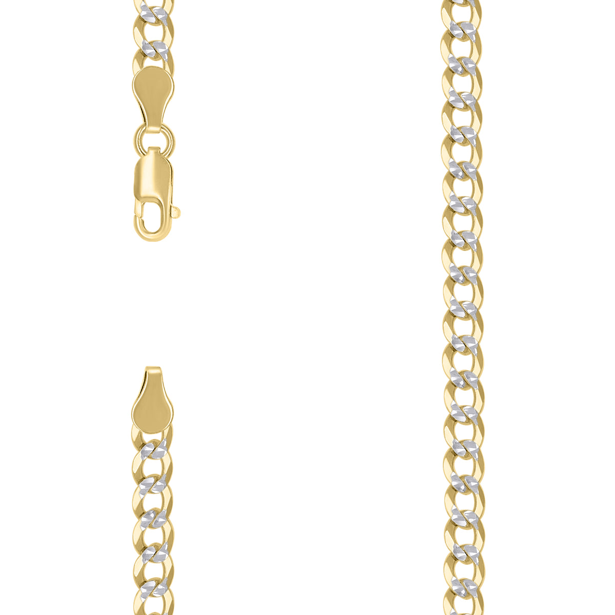 925 Silver Solid Super Flat Cuban Chain Two-tone 5.2mm-16