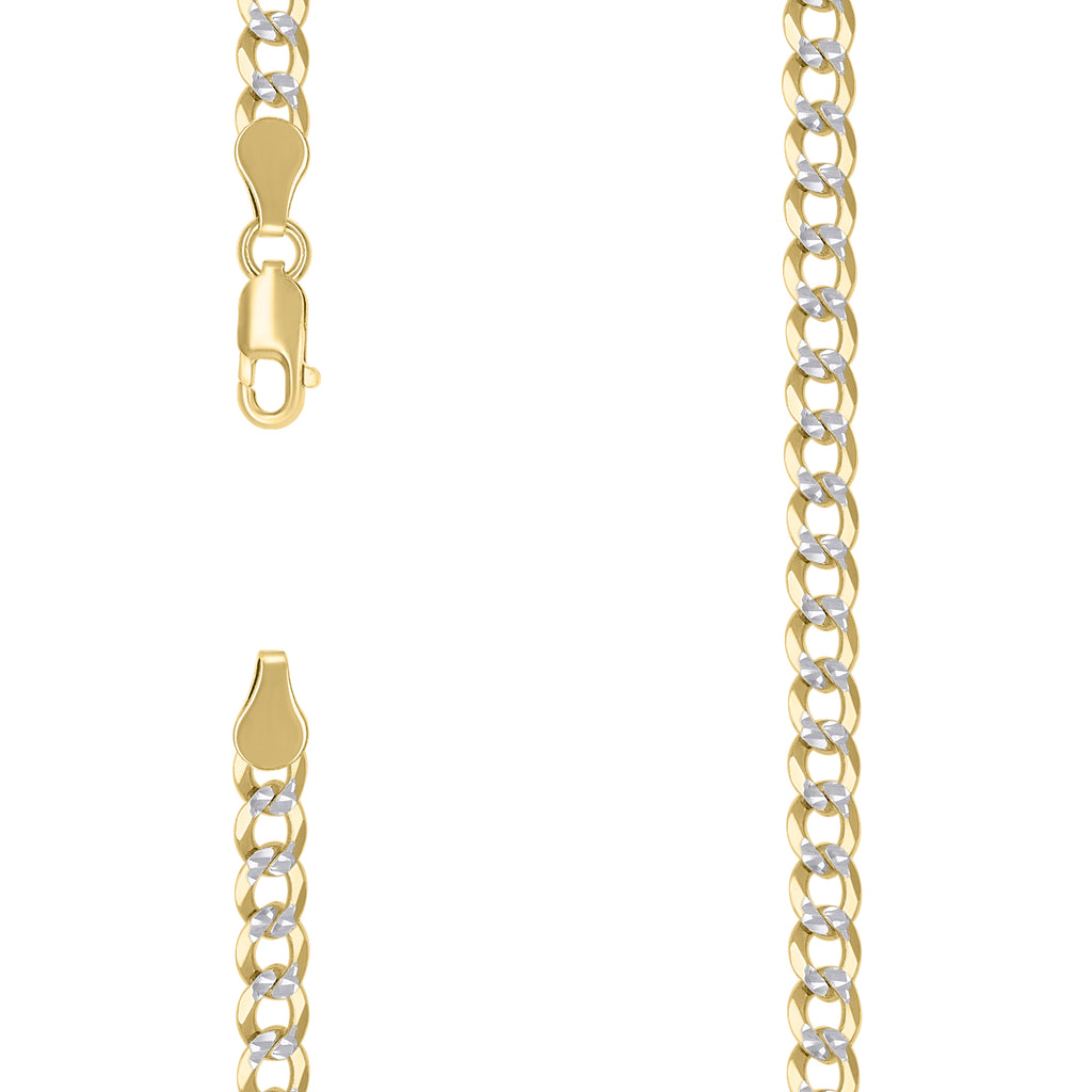 925 Silver Solid Super Flat Cuban Chain Two-tone 5.2mm-18