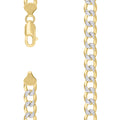 925 Silver Solid Super Flat Cuban Chain Two-tone 6.8mm-7