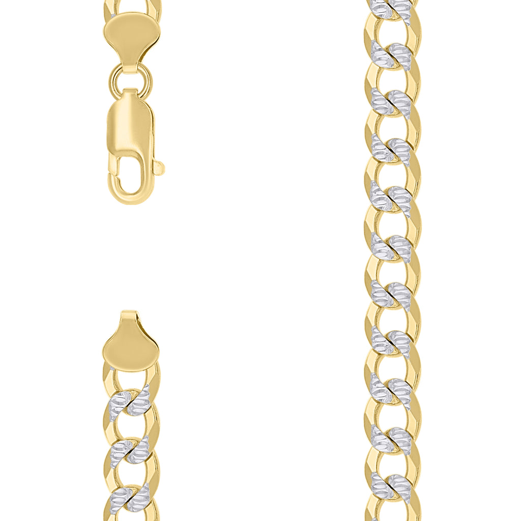 925 Silver Solid Super Flat Cuban Chain Two-tone 6.8mm-16